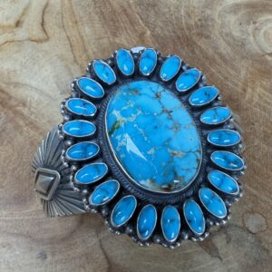 Leon Martinez 6.5" Kingman Turquoise Cluster Cuff
